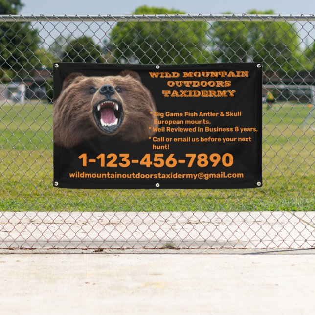 Customise Bear Large Game Taxidermy Shop  Banner (Insitu)