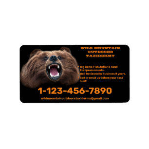 Customise Bear Large Game Taxidermy Shop Label
