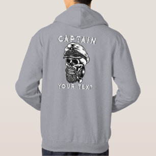 Customise Bearded Sea Captain Skull Smoking Pipe Hoodie