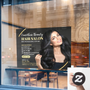 Customise Beauty Hair Salon Brunette Model Shop Window Cling