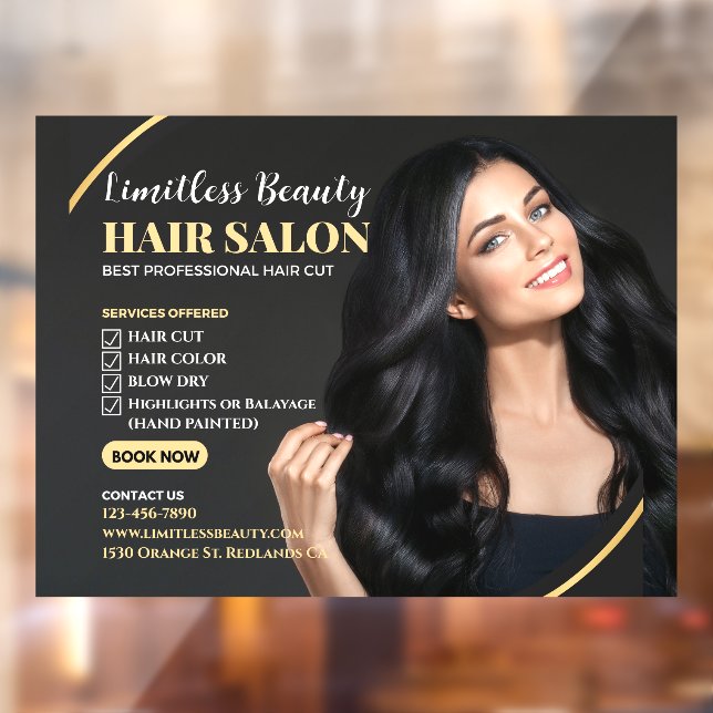 Customise Beauty Hair Salon Brunette Model Shop Window Cling (Sheet 2)
