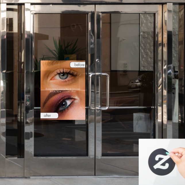 Customise Beauty Salon Before After Eyelash Makeup Window Cling (Office Door)