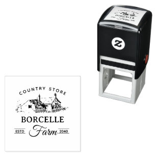 Customise Beige Classic Vintage Farmer Market Logo Self-inking Stamp