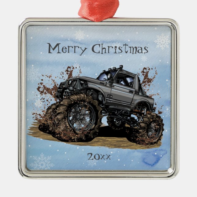 Customise Big Monster truck Off Road Adventure   Metal Tree Decoration (Front)