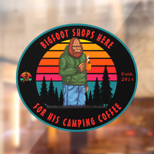 Customise Bigfoot Camp Coffee Shop Logo Front  Window Cling