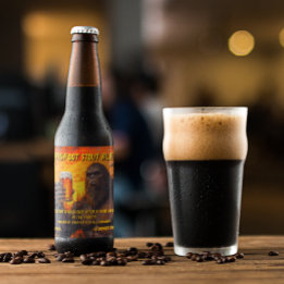 Customise Bigfoot Drinking A Beer At Sunset  Beer Bottle Label