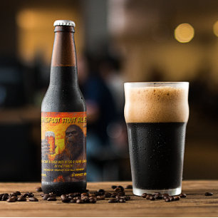 Customise Bigfoot Drinking A Beer At Sunset Bottle Label