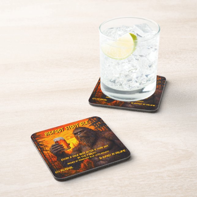 Customise Bigfoot Drinking A Beer At Sunset  Coaster (Right Side)