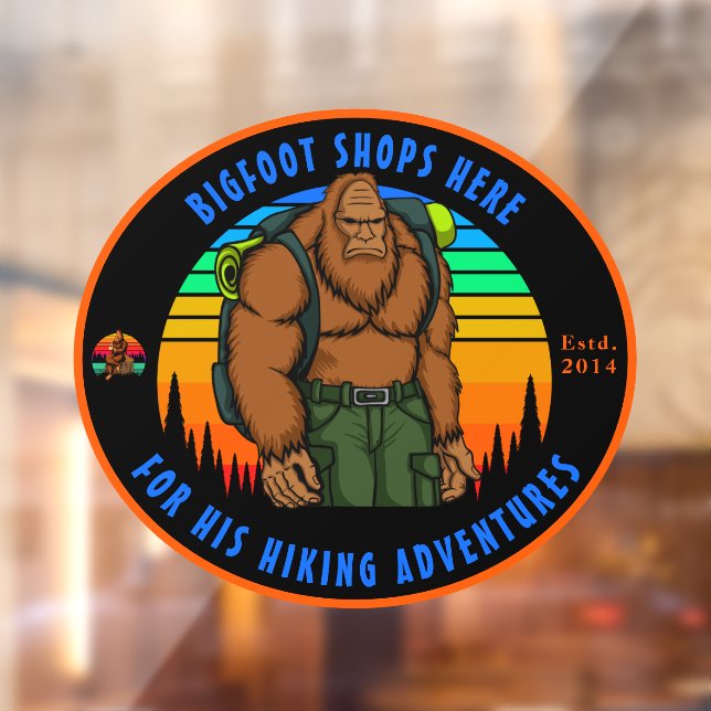 Customise Bigfoot Hiking Sporting Goods Shop   Window Cling (Sheet 2)