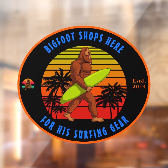 Customise Bigfoot Surfing Sporting Goods Shop Logo Window Cling (Sheet 2)