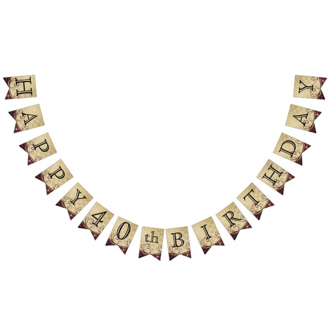 Customise Birthday - Decorative Gold and Maroon Bunting (All)
