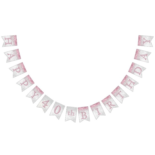 Customise Birthday - Pink & White Glitter Bunting (All)