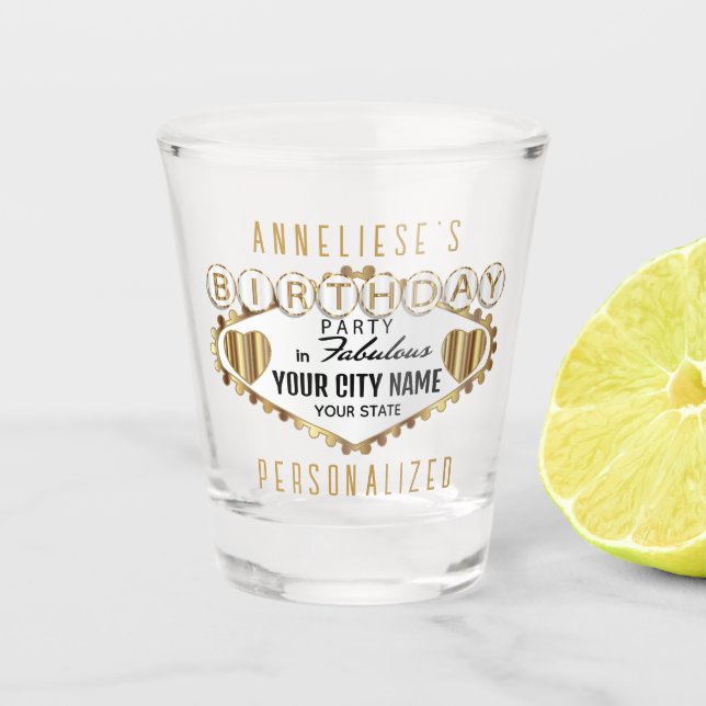 Customise Birthday - Vegas Style  Shot Glass (Front)