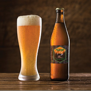 Customise Black Bear Nature Mountains Green Beer Bottle Label