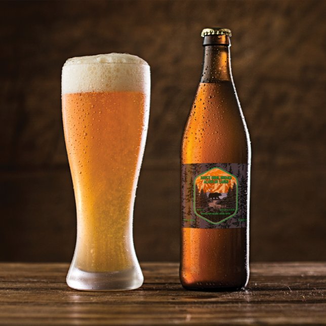 Customise Black Bear Nature Mountains Green Beer Bottle Label (Creator Uploaded)