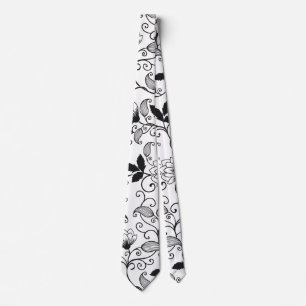Customise Black Floral Pattern Tie