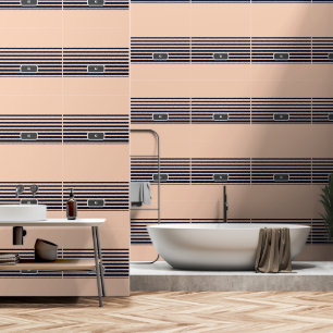 Customise Black & Pink Monogram Stripes Wallpaper