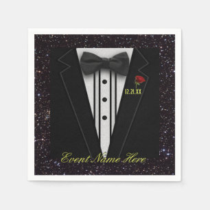 Customise Black Tuxedo and Night Sky Napkin