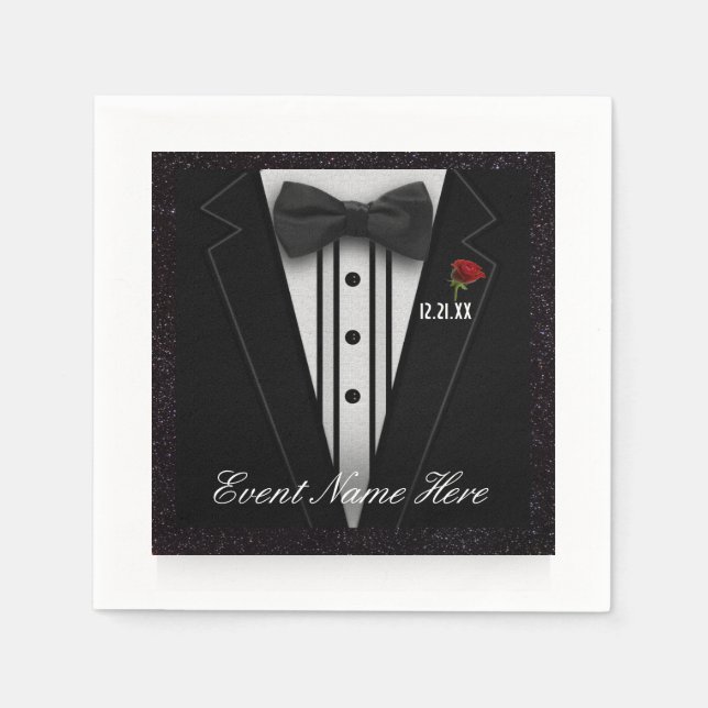 Customise Black Tuxedo and Night Sky Napkin (Front)