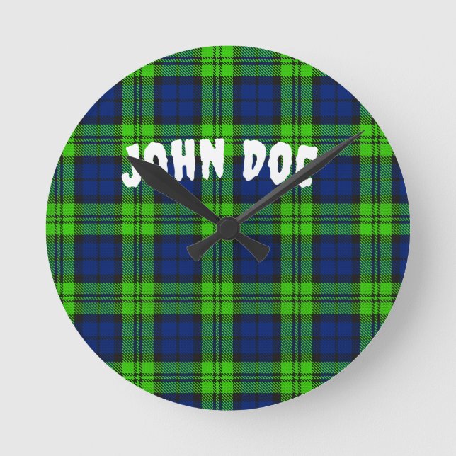 Customise Blackwatch Plaid Tartan Round Clock (Front)