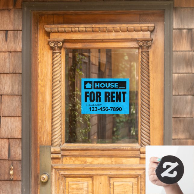 Customise Blue Black House For Rent Real Estate  Window Cling (Home Door)