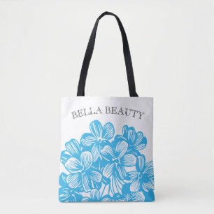 Customise Blue Botanical Hydrangea Flower Blossoms Tote Bag