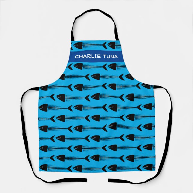 Customise Blue Fish Pattern Apron (Front)