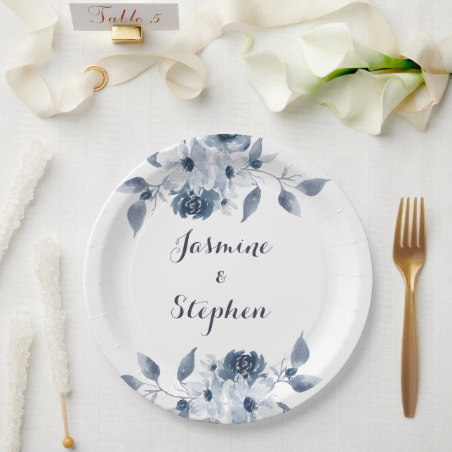 Customise Blue Floral Plates (Wedding)