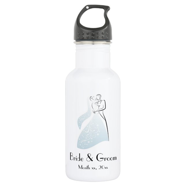 Customise Blue Retro Wedding Dancers Coord 532 Ml Water Bottle (Front)