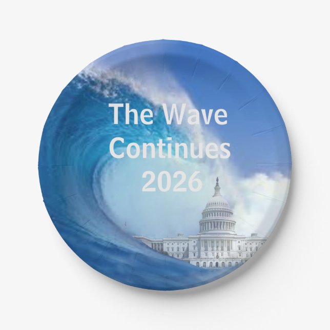 Customise Blue Wave Election 2026 Paper Plate (Front)