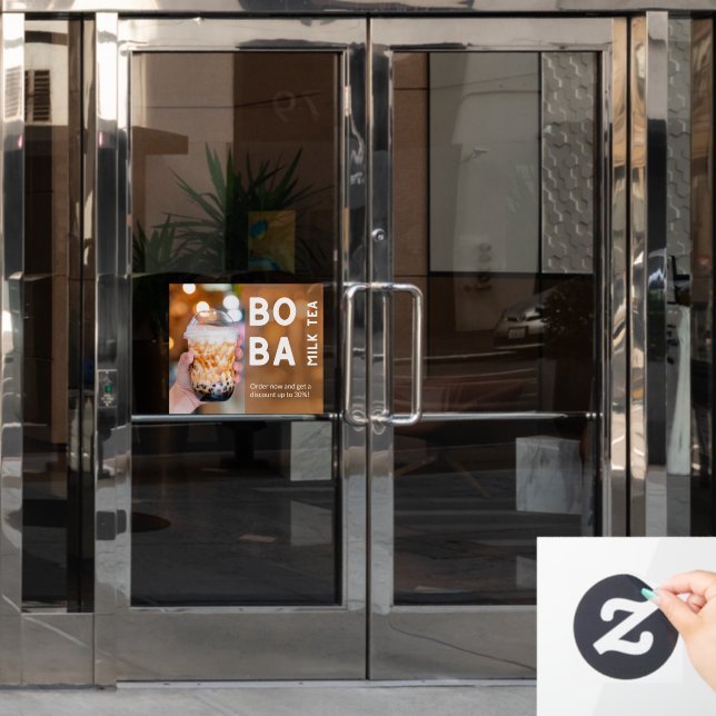 Customise Boba Milk Tea Discount Promotional Sale Window Cling (Office Door)