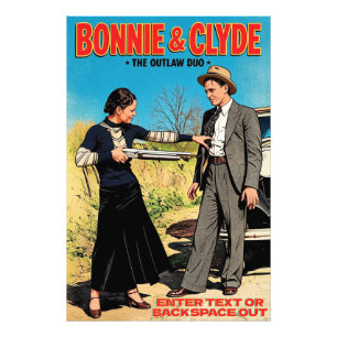 Customise Bonnie And Clyde Retro Art Outlaw Duo Photo Print