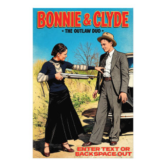 Customise Bonnie And Clyde Retro Art Outlaw Duo Photo Print