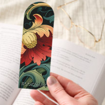 Customise Bookmark - Art Nouveau Red Floral