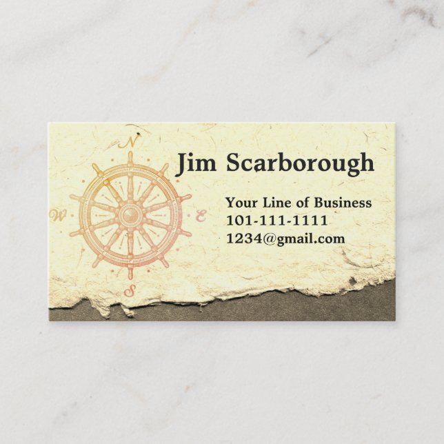 Customise both sides of Compass and Wheel Drawing Business Card (Front)