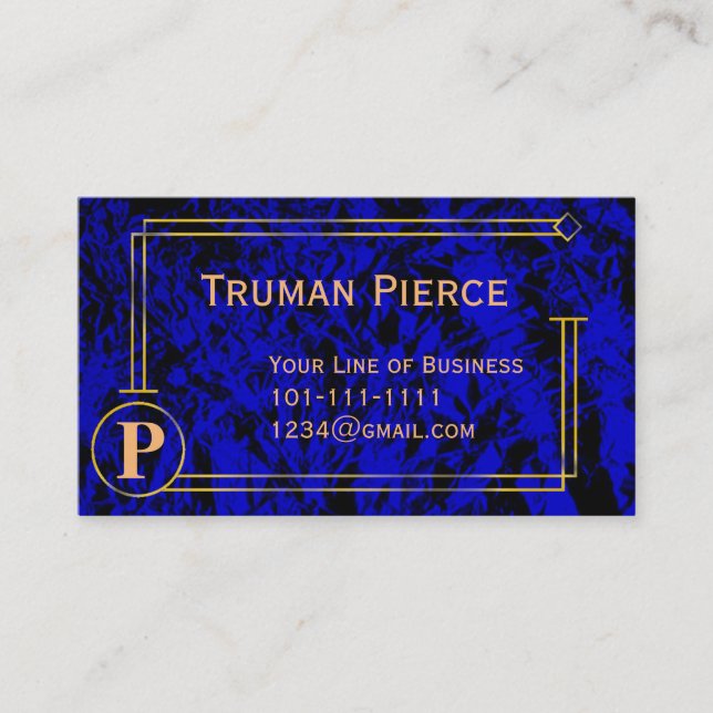 Customise both sides of Lapis Blue and Gold Business Card (Front)