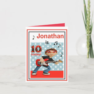 Customise Boys 10th Birthday Card - Rock and Roll