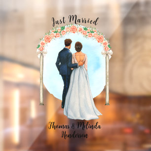 Customise Bride Groom Alter Roses Just Married Car Window Cling