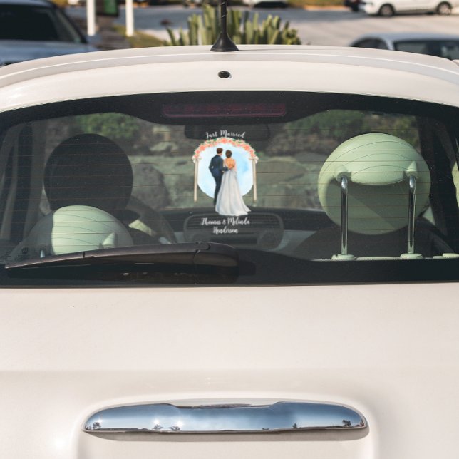 Customise Bride Groom Alter Roses Just Married Car Window Cling (Creator Uploaded)