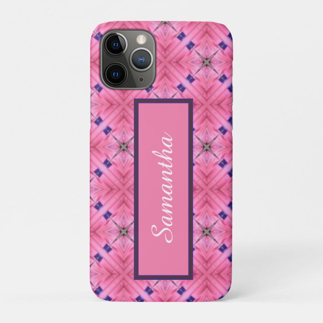Customise Bright Pink Pattern iPhone 11 Pro Case (Back)