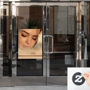 Customise Brown Gold Elegant Beauty Eyelash Extens Window Cling