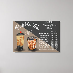 Customise Bubble Tea Boba Doughnut Price Chart Canvas Print