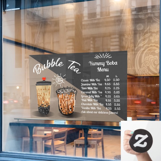 Customise Bubble Tea Boba Doughnut Shop Front Window Cling (Cafe Window)