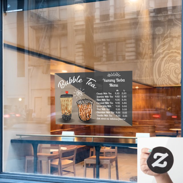 Customise Bubble Tea Boba Doughnut Shop Front  Window Cling (Cafe Window)