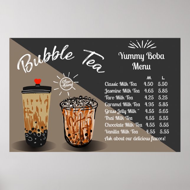 Customise Bubble Tea Boba Doughnut Shop Large Poster (Front)