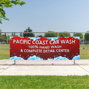Customise Bubbly Red Car Wash Business  Banner