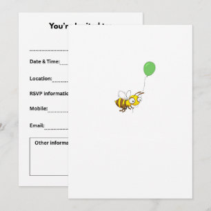 Customise Bumble bee Birthday Invitation