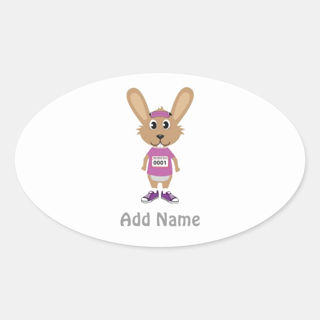 Customise Bunny Runner Oval Sticker (Front)