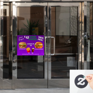 Customise Burger Restaurant Meal Deal Promo Window Cling
