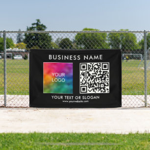 Customise Business Logo QR Code Elegant Outdoor Banner